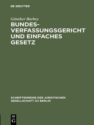 cover image of Bundesverfassungsgericht und einfaches Gesetz